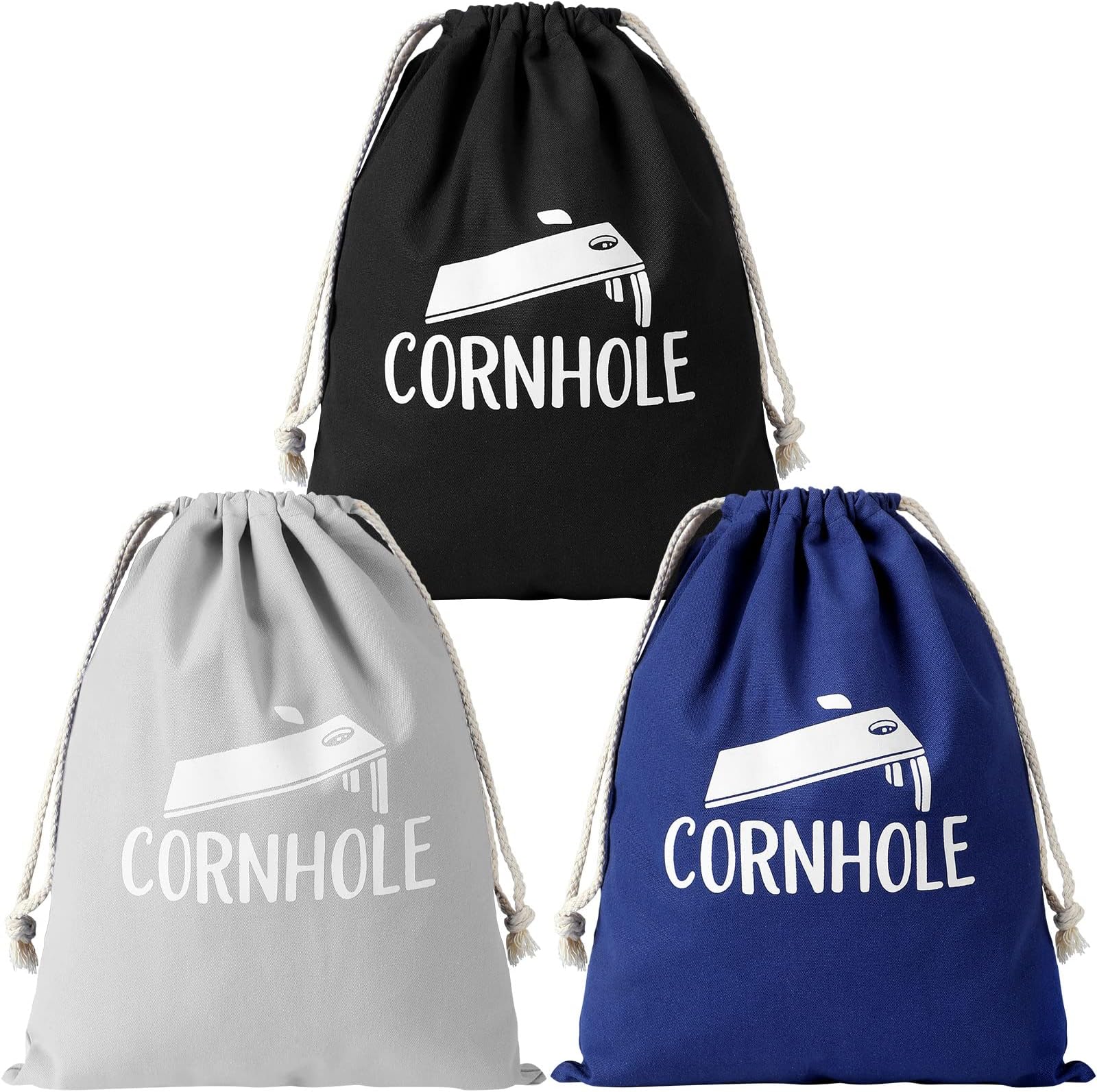 Berlune 3 Pcs Cornhole Bean Bag Tote Carry Case Portable Cornhole Bags Holder Cornhole Accessories for Regulation Corn Hole Bean Bags Storage Corn Hole Bags Game Carrying Tossing Outdoor Fun