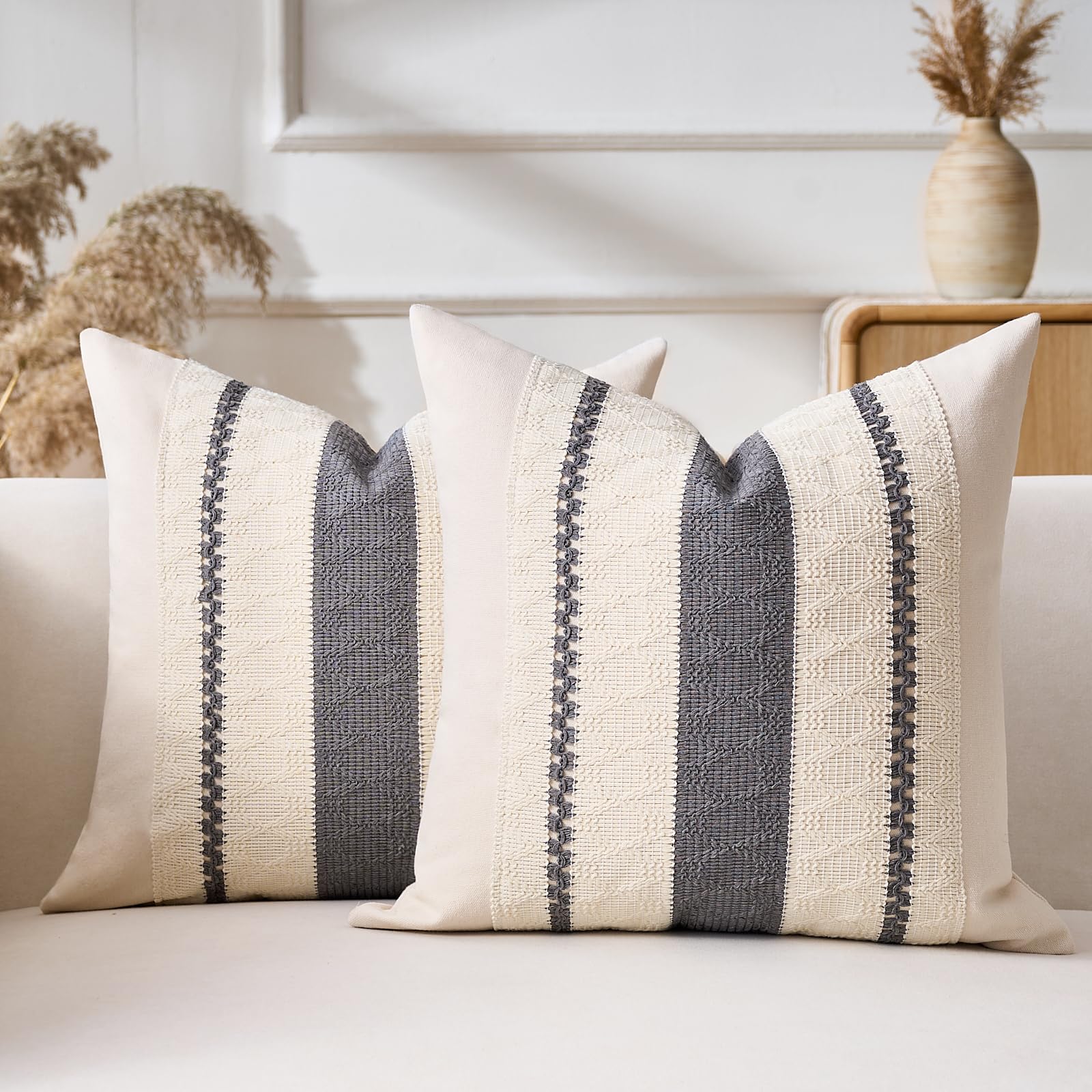 ECZOIL Set di 2 federe decorative per cuscino, 45 x 45 cm, motivo fiori selvatici, per casa, soggiorno, camera da letto e fattoria, motivo: margherita viola