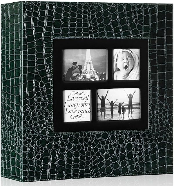 Ywlake Photo Album 600 Pockets 6x4 Photos Croco, Extra Large Size Leather Cover Slip in Wedding Family Photo Albums that Holds 600 6x4 / 10x15cm Photos Pictures (600 Pockets,Green)
