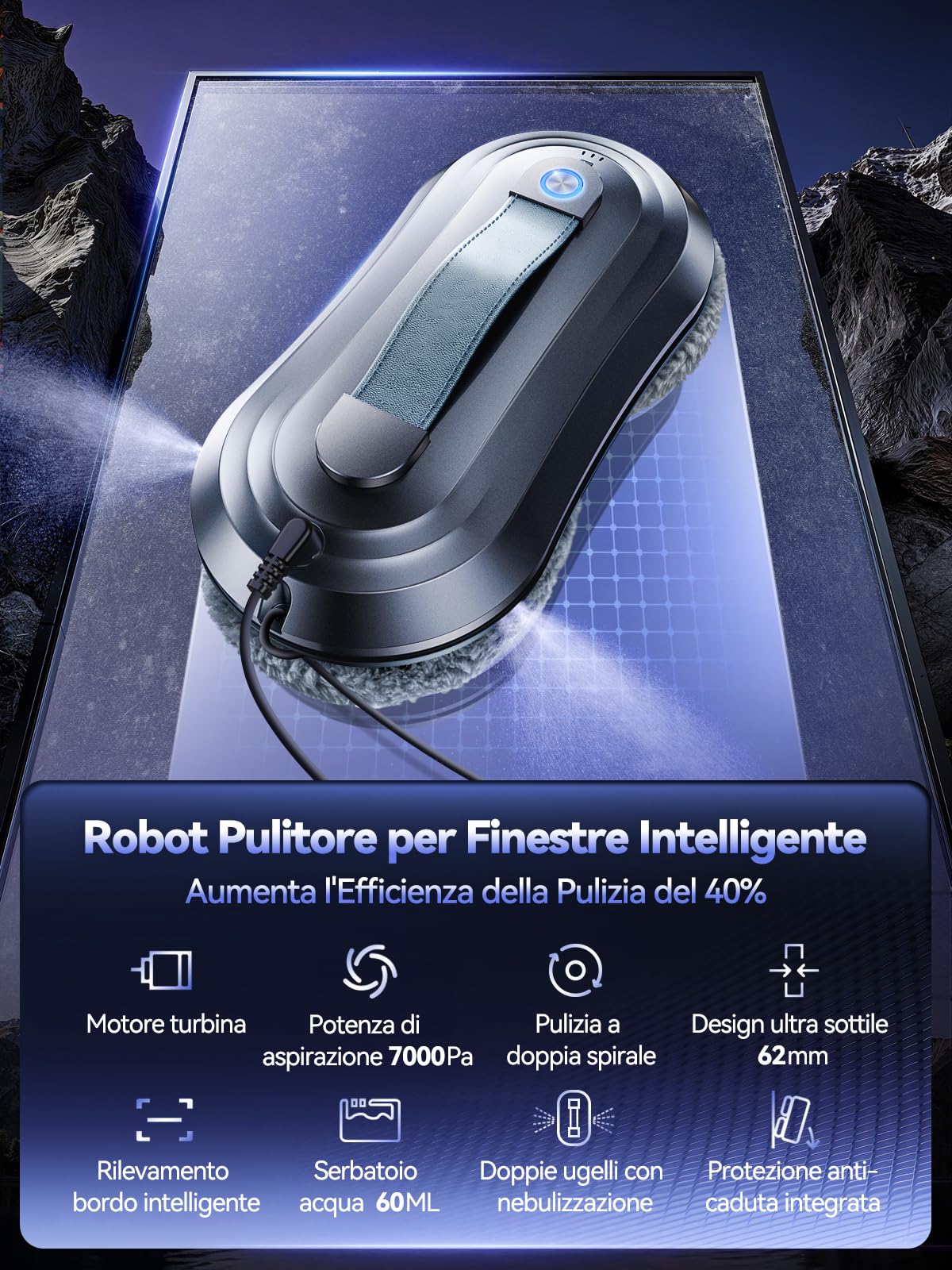 Robot Lavavetri Elettrico, Aspirazione Turbo 7000Pa e Funzione Spruzzo