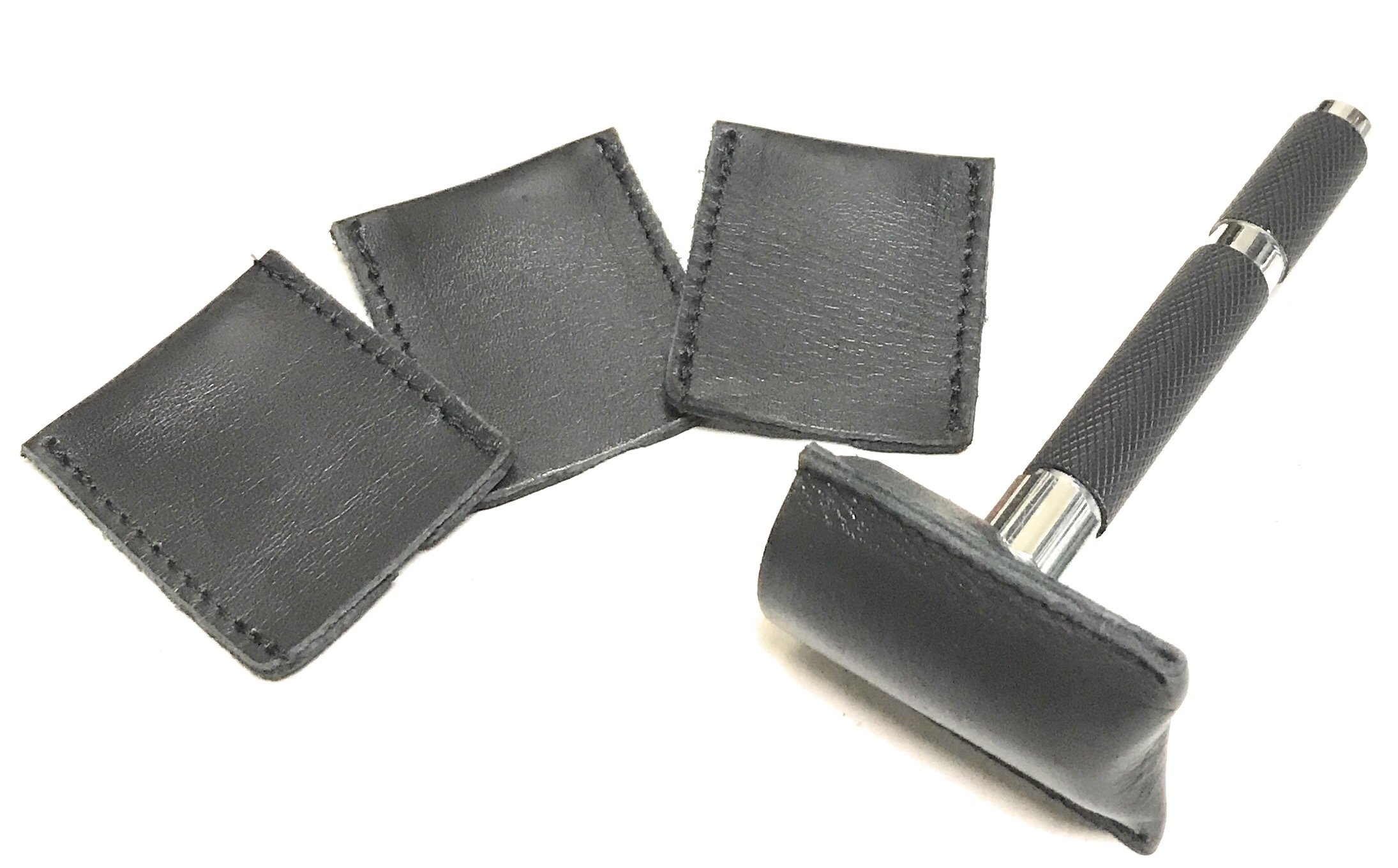 G.B.S Durable and Double Edge Leather Razor Head Sleeve, Protective Sheath Case, Pack of 3