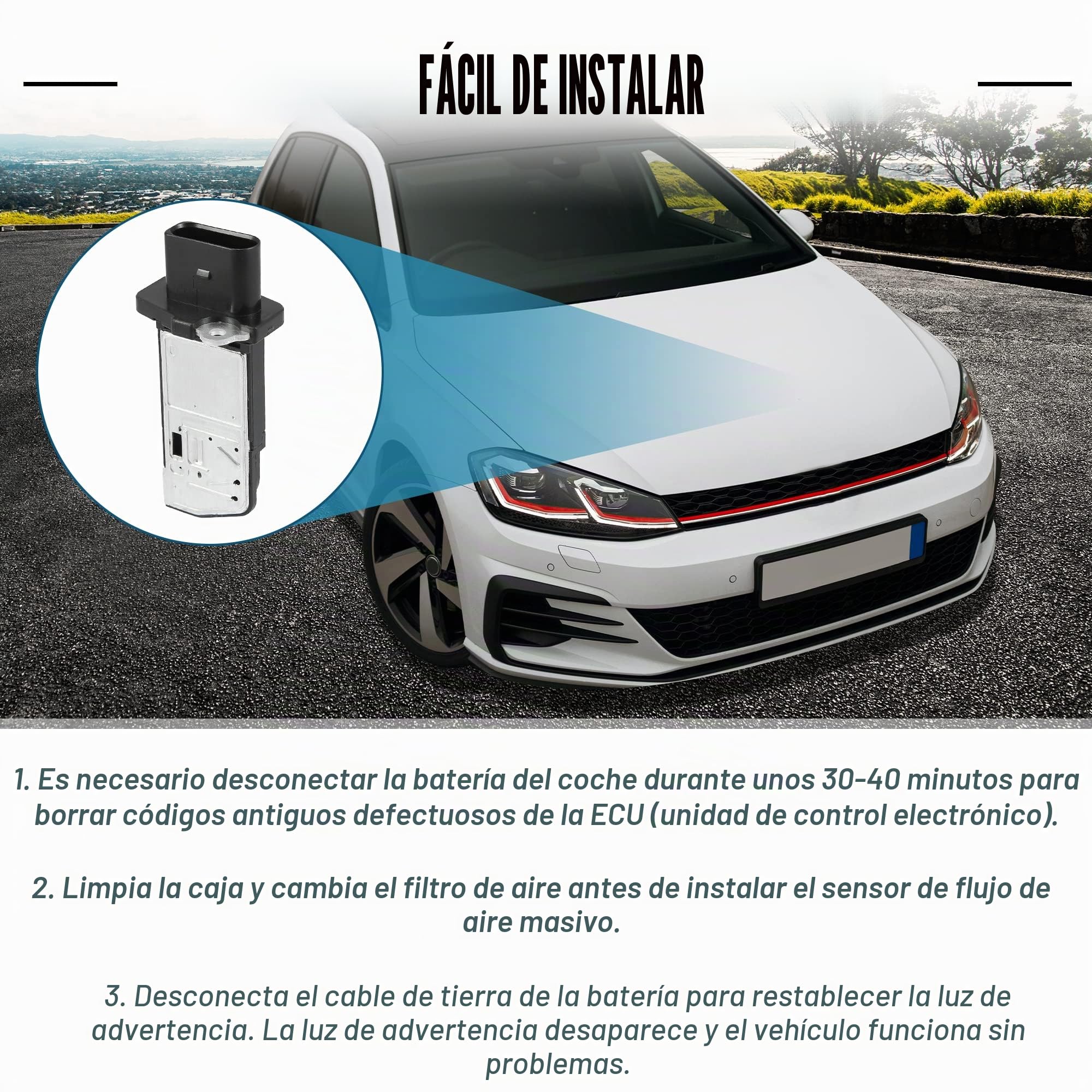 X AUTOHAUX Massa Aire Flujo Maf Sensor Para Audi Tts Quattro 09-10 | Negro, Aluminio Y Plástico, 5 Pasadores, 06F906461A, Para Audi A4/A3/Tt 05-10, Para Volkswagen Jetta 05-09, Passat 06-08