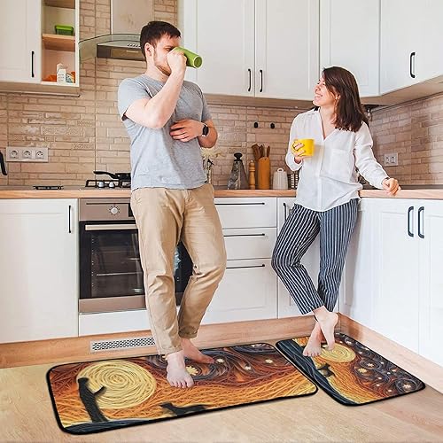 Miniatura 4 de Kitchen Mats for Floor 2 Piece Set Abstract Man Dog Print, Anti Skid Cushioned Water Absorbent Kitchen Rugs Door Mat Floor Mats for Kitchen Sink