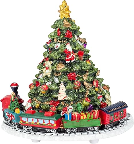 Miniatura 4 de 6-Inch Christmas Tree with Revolving Train Music Box
