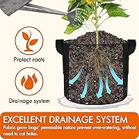 Vista 5 de Gardzen Paquete de 10 bolsas de cultivo de 1 galón, macetas de tela de aireación con asas, macetas de tela resistentes para plantas