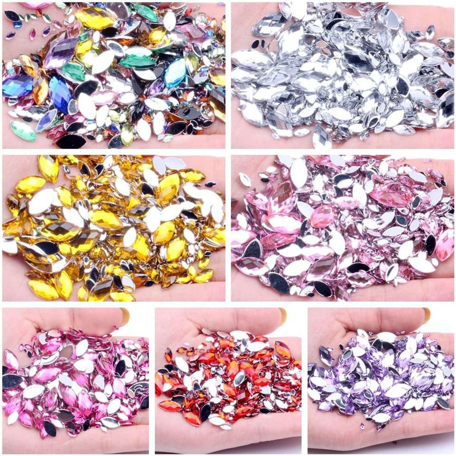 yaoqijie 5x10mm 5000pcs Nail Stickers Marquise Earth Facets Normal Colors Acrylic Rhinestone Strass Nail Art Decorations Lasting (Color : 14 Aquamarine)