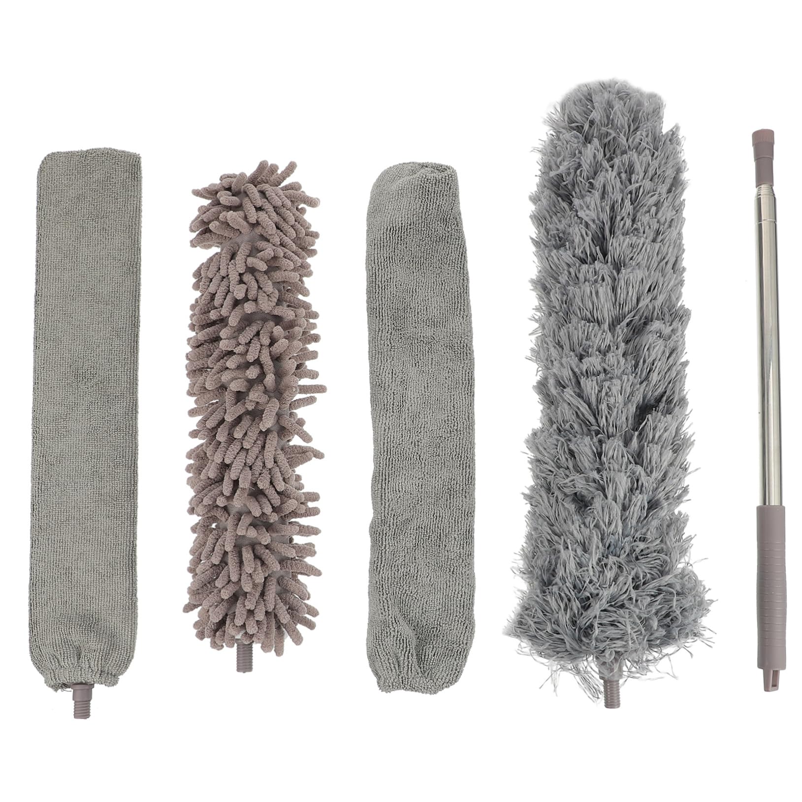 KOMBIUDA Microfiber Dust Brush Set Ceiling Wall Furniture Car Washable Reusable Long Handled Duster