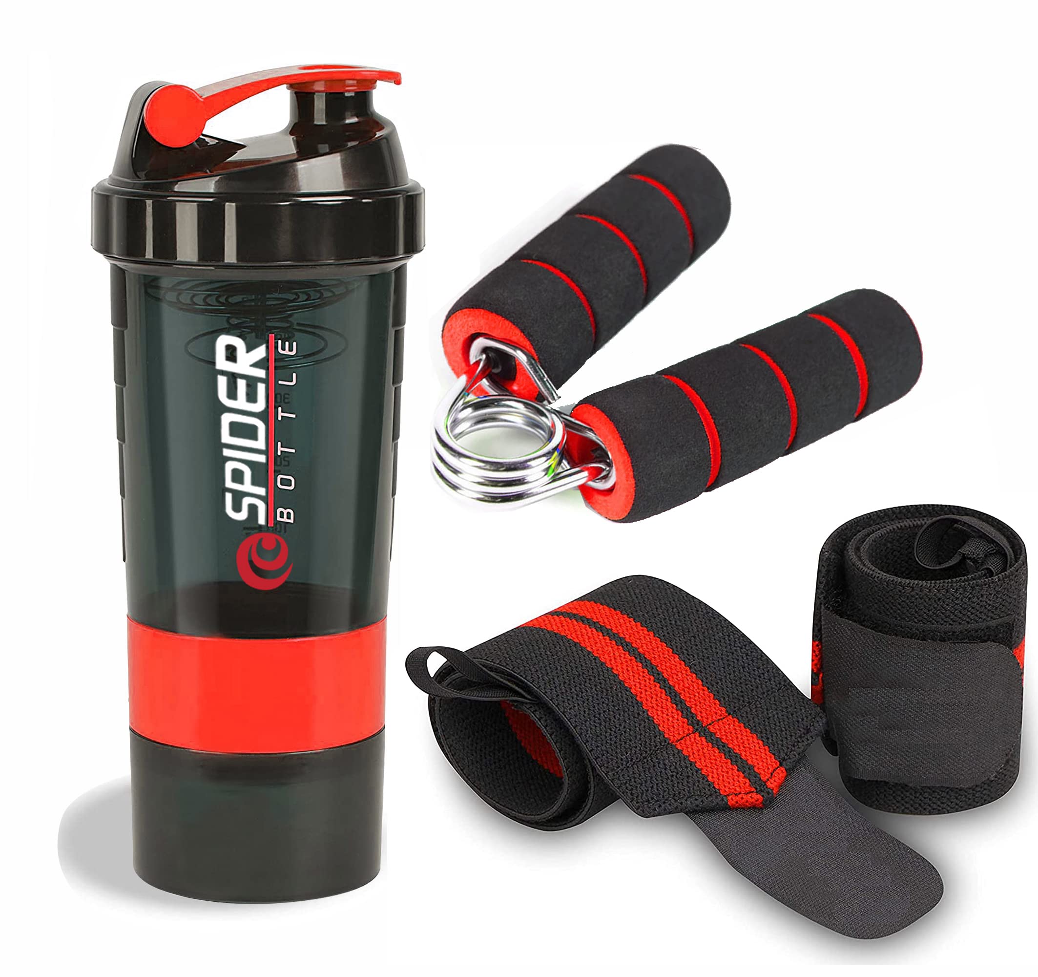 Gym Shaker with Wrist Band and Mini Gripper for Gym & Fitness Kit|Gym Shaker|Water Bottle|Workout Bottle|Wrist Wrap|Gym Hand Band|Fingers|Hand Grip|Sports Grip (RED)-image-37