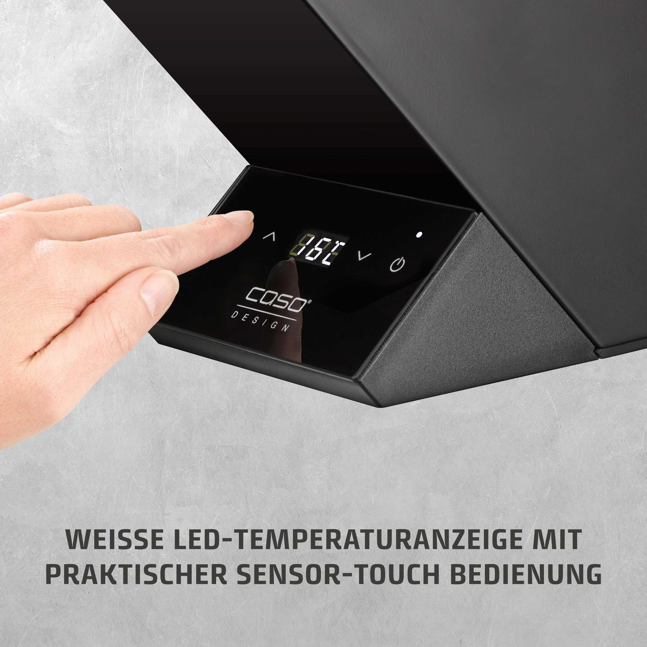 Caso WineCase One Black - Design Weinkühler für eine Flasche, Temperaturbereich von 5-18°C, für Flaschen bis 9 cm Ø, Sensor-Touch Bedienung, Schwarzes Edelstahlgehäuse, LED Display