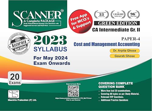 Cost and Management Accounting (Paper 4 | CA Intermediate | Gr. II) Scanner - Including questions and solutions | 2023 Syllabus | Applicable for May 2024 Exam Onwards | Green Edition