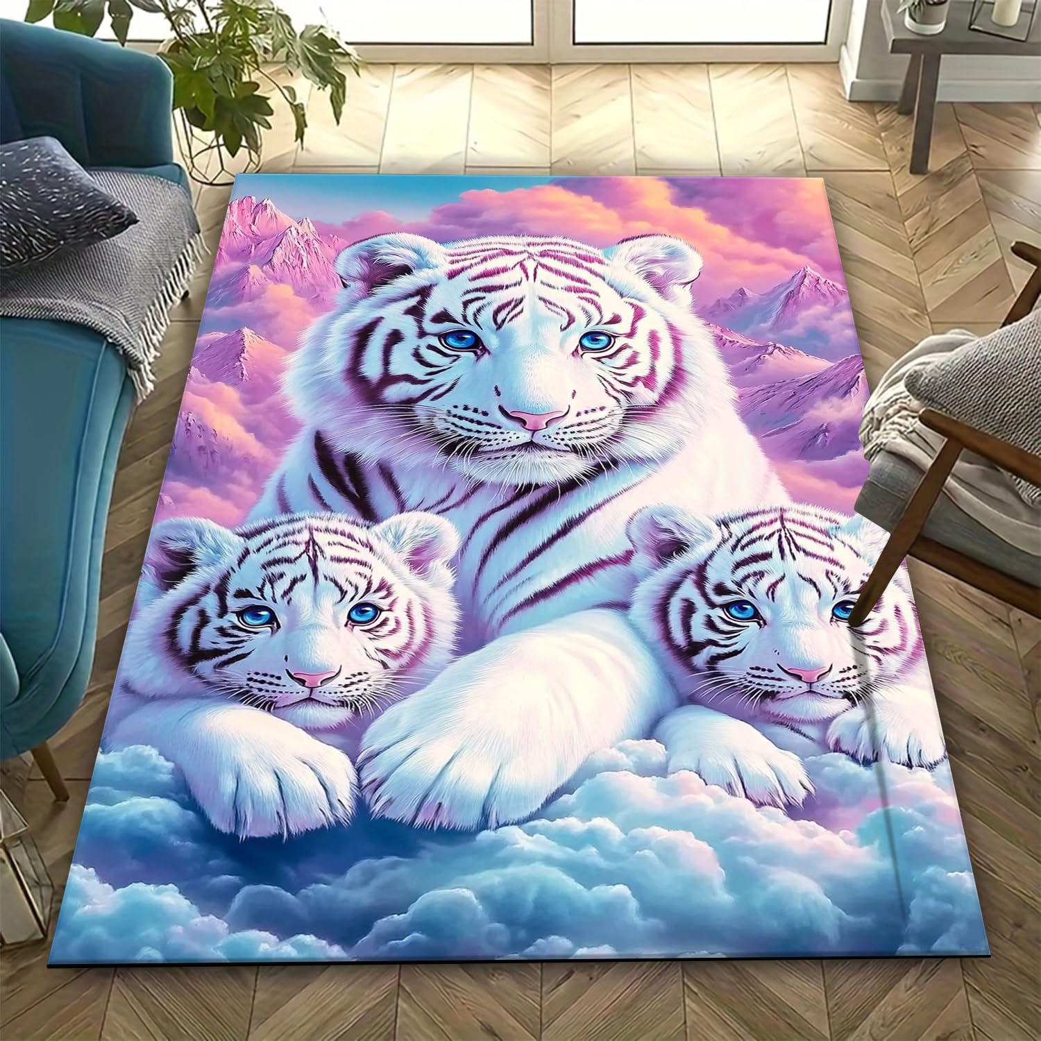 Tapis de salon imprimé tigre 3D haute définition, revêtement de sol moderne de grande qualité