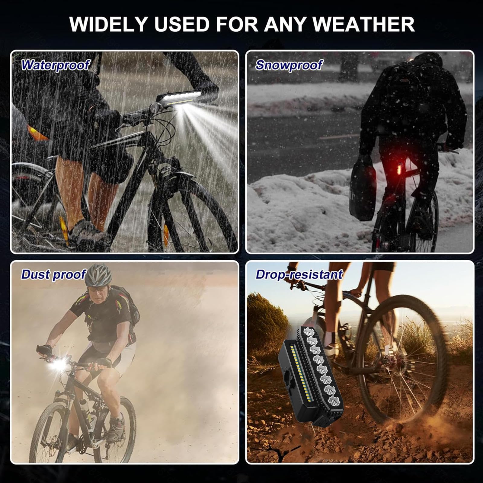 Luci Mtb, USB Ricaricabile,Impermeabile Con Luce Posteriore Bici Da Corsa, Frecce Monopattino Elettrico Impermeabile,Per Bici Strada E Mtb