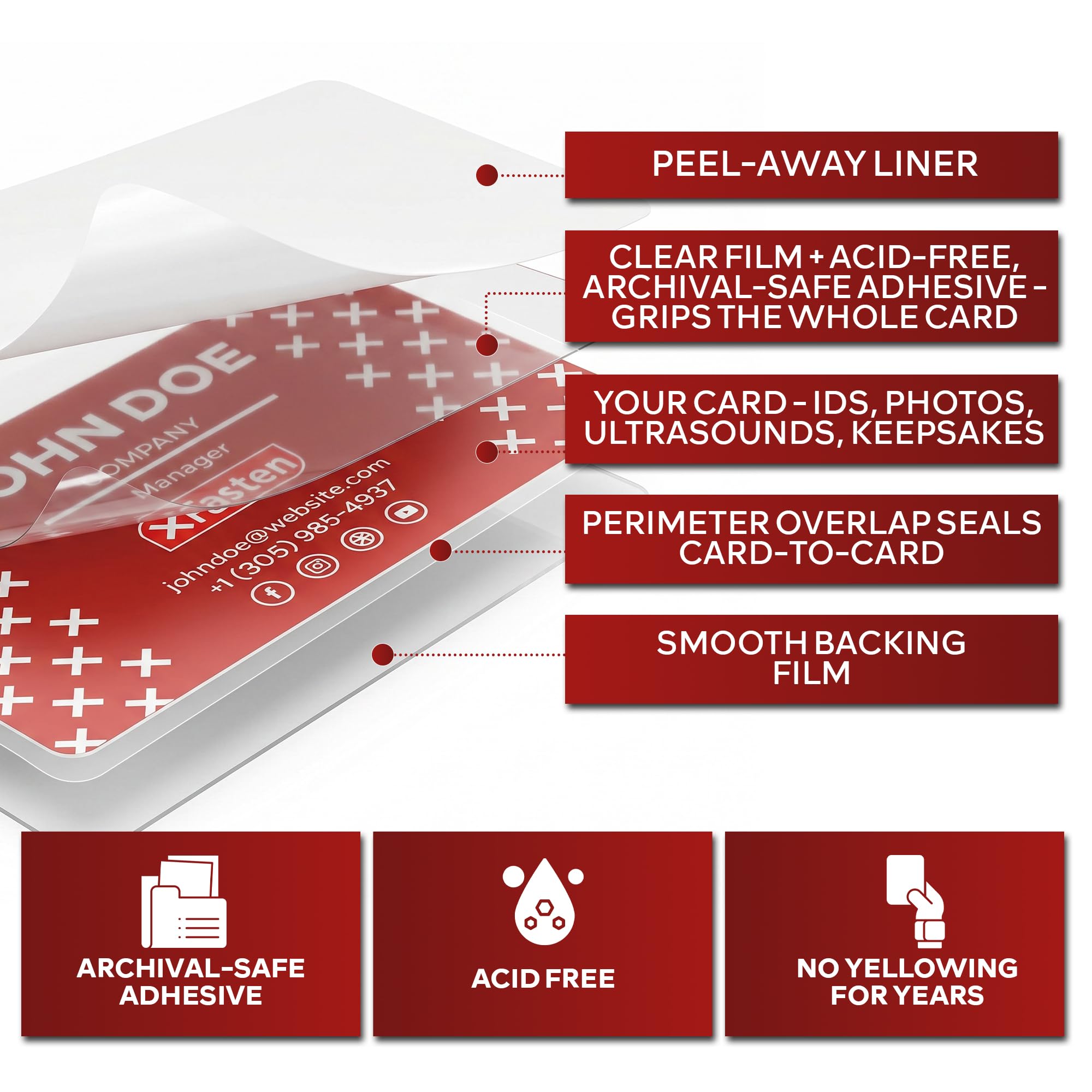 xfasten con cierre autoadhesivo fundas para plastificar tarjeta de visita tamaño, 9.5 mil y duro funda de tarjetas de visita, 4 "x 3 (Pack de 25)