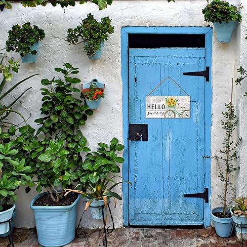 Miniatura 4 de Letrero decorativo para puerta delantera, dulce verano, flora de verano, bicicleta, letrero de bienvenida para el hogar, porche, cocina, comedor,