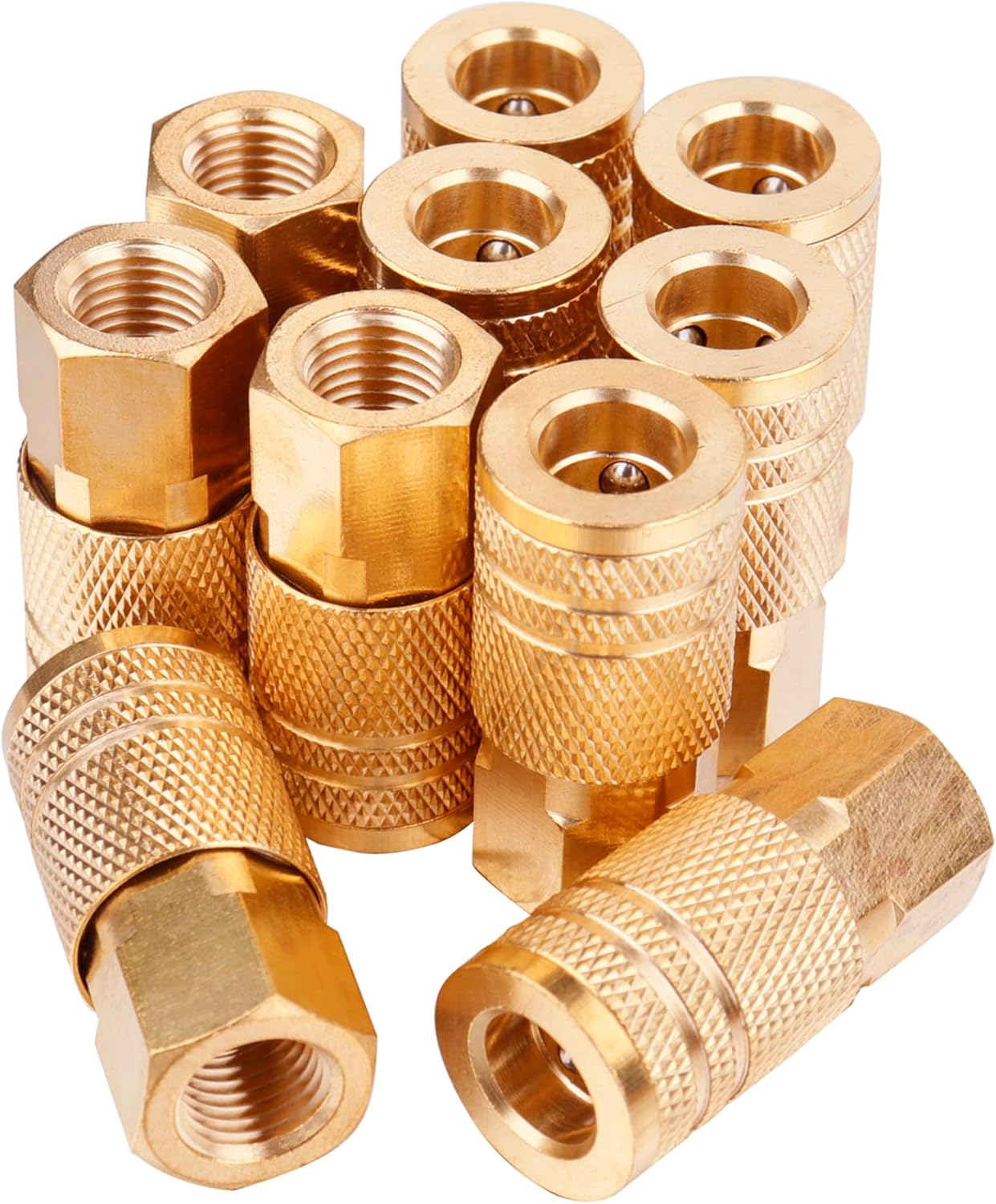 WHK 10Pack 1/4Inch Brass FNPT Female Industrial Coupler,1/4 Inch Air