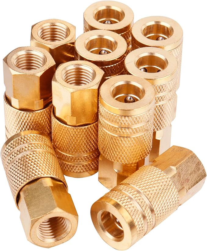 WHK 10Pack 1/4Inch Brass FNPT Female Industrial Coupler,1/4 Inch Air