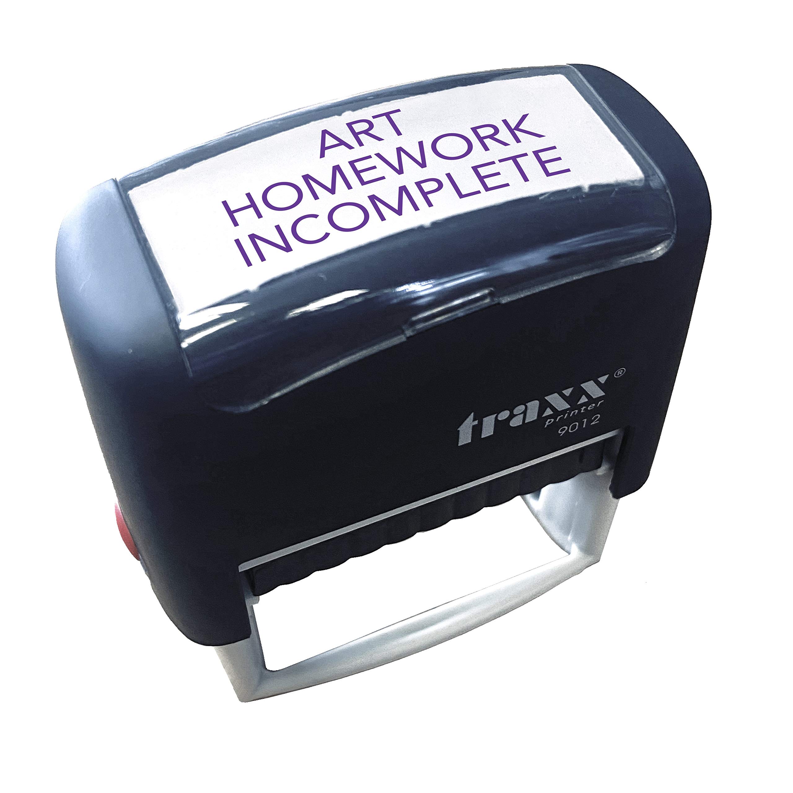 Traxx 9012 48 x 18mm - Stock Self-Inking Teacher Homework Incomplete Rubber Stamp - 2 Lines of Text Same Day Dispatch if Ordered Before noon (Black, Blue, Green, RED, Purple)