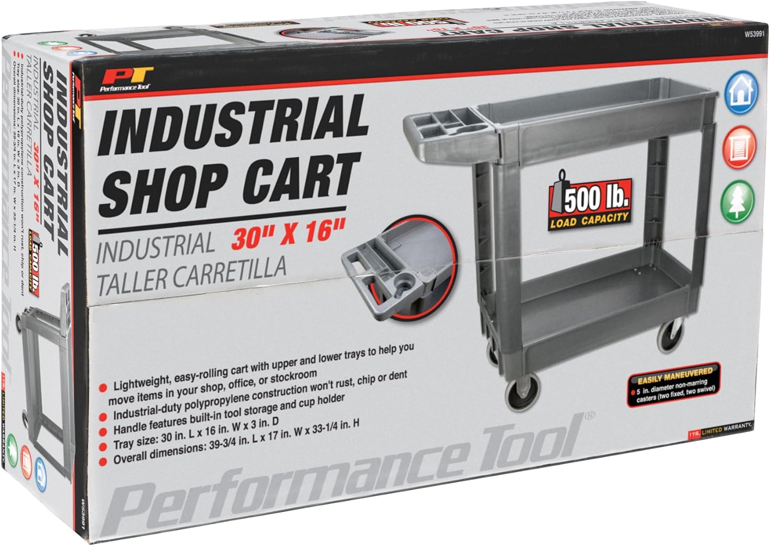 Exсluѕіvе Dіѕсоunt 50% Prісе Performance Tool W53991 Easy Rolling 2 Shelf Poly Service Cart (30x16)