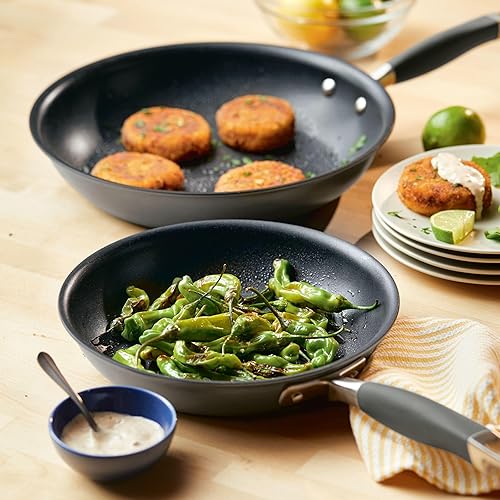 Miniatura 8 de Anolon Advanced Home - Sartenes antiadherentes anodizados duros (juego de 2 piezas 10.25 pulgadas y 12.75 pulgadas, piedra lunar)