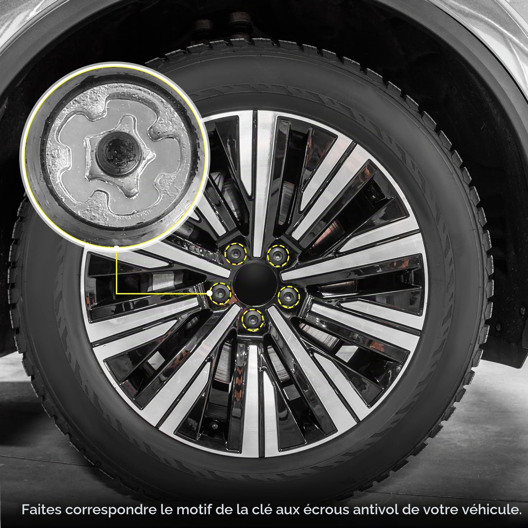 X AUTOHAUX 537 Clé Démontage Écrou Antivol Roue pour Volkswagen Touareg 1pc | Argenté, Métal, 4.1x2.9cm, Pour Scirocco Magotan Phaeton Tiguan, Non-OEM