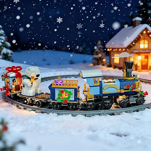 Miniatura 7 de Kit de luz LED compatible con el tren de Navidad Lego, kit de iluminación para Lego 10361 Holiday Express Train Modelo de bloques de construcción,