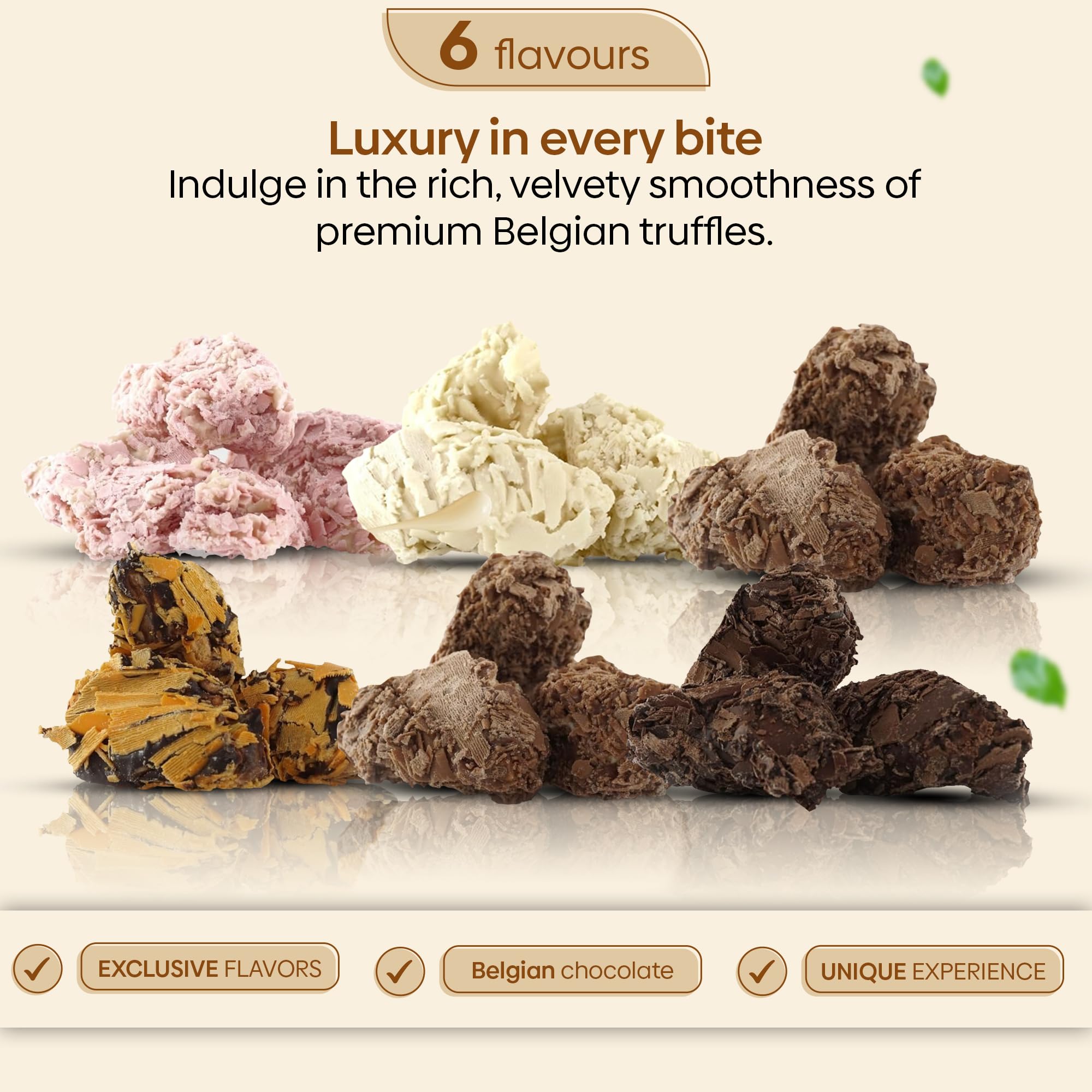 12 Trufas de Chocolate Belga Artesano con: Chocolate Blanco, Negro, Leche, Mango, Fresa y Naranja, Rocas de Chocolate ideal para Disfrutar y Regalar, Caja regalo Chocolate con Trufas Magicas CHAMBALL