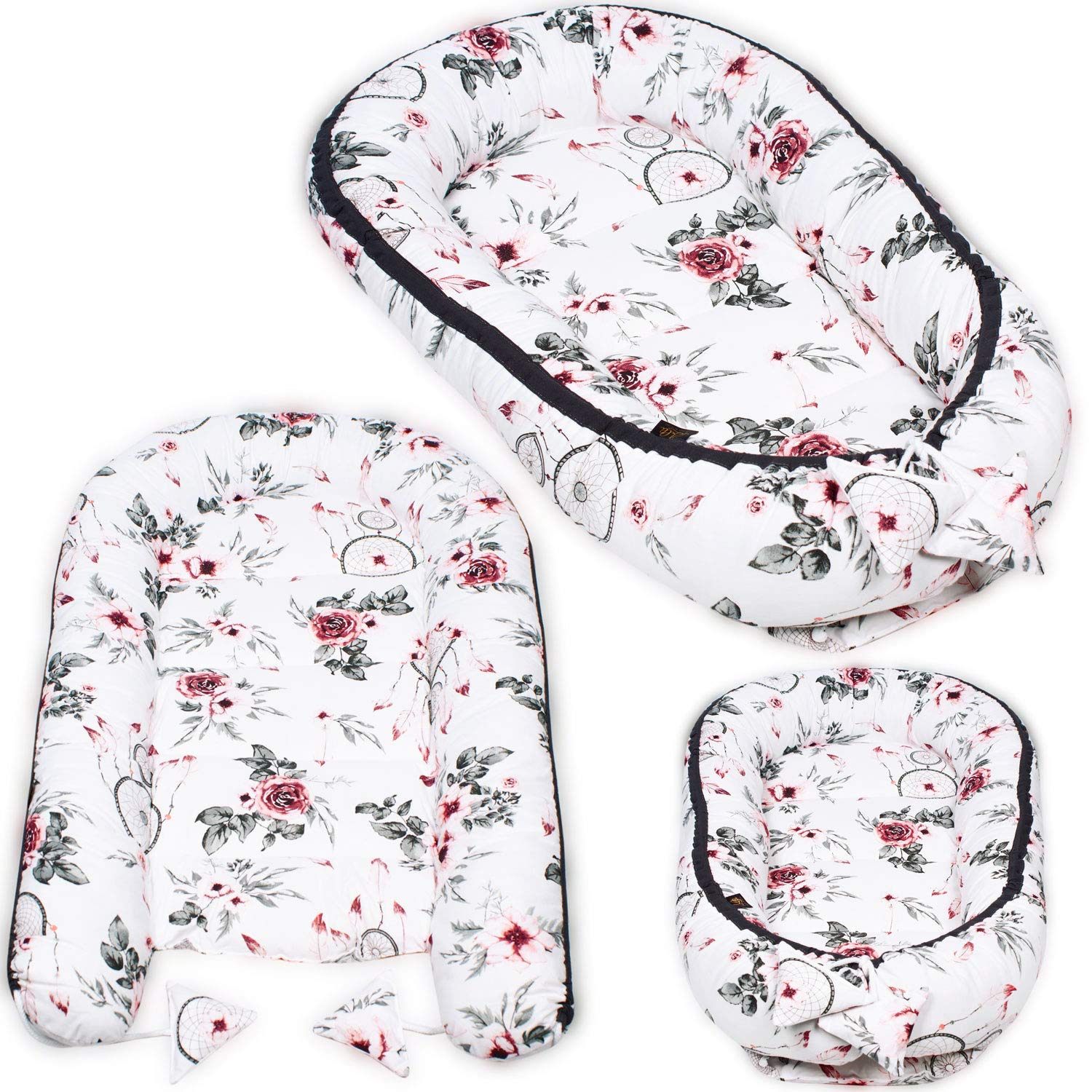 PaLulli nid Douillet 2 Faces nid bébé nid bébé nid nid Voyage lit de Voyage Matelas à Langer lit Doudou, Cocon Cocon pour lit bébé - bébés et Nourrissons, 100% Coton Oeko TEX (rêveurs)