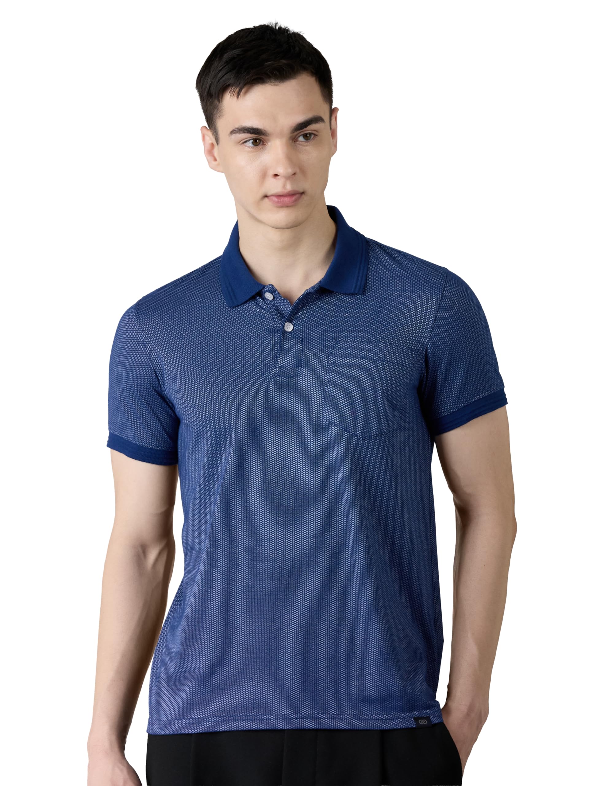 amazon brand - symbol Men Regular Fit Textured Jacquard Polo| Half Sleeves | Available in Plus Size-picture-39