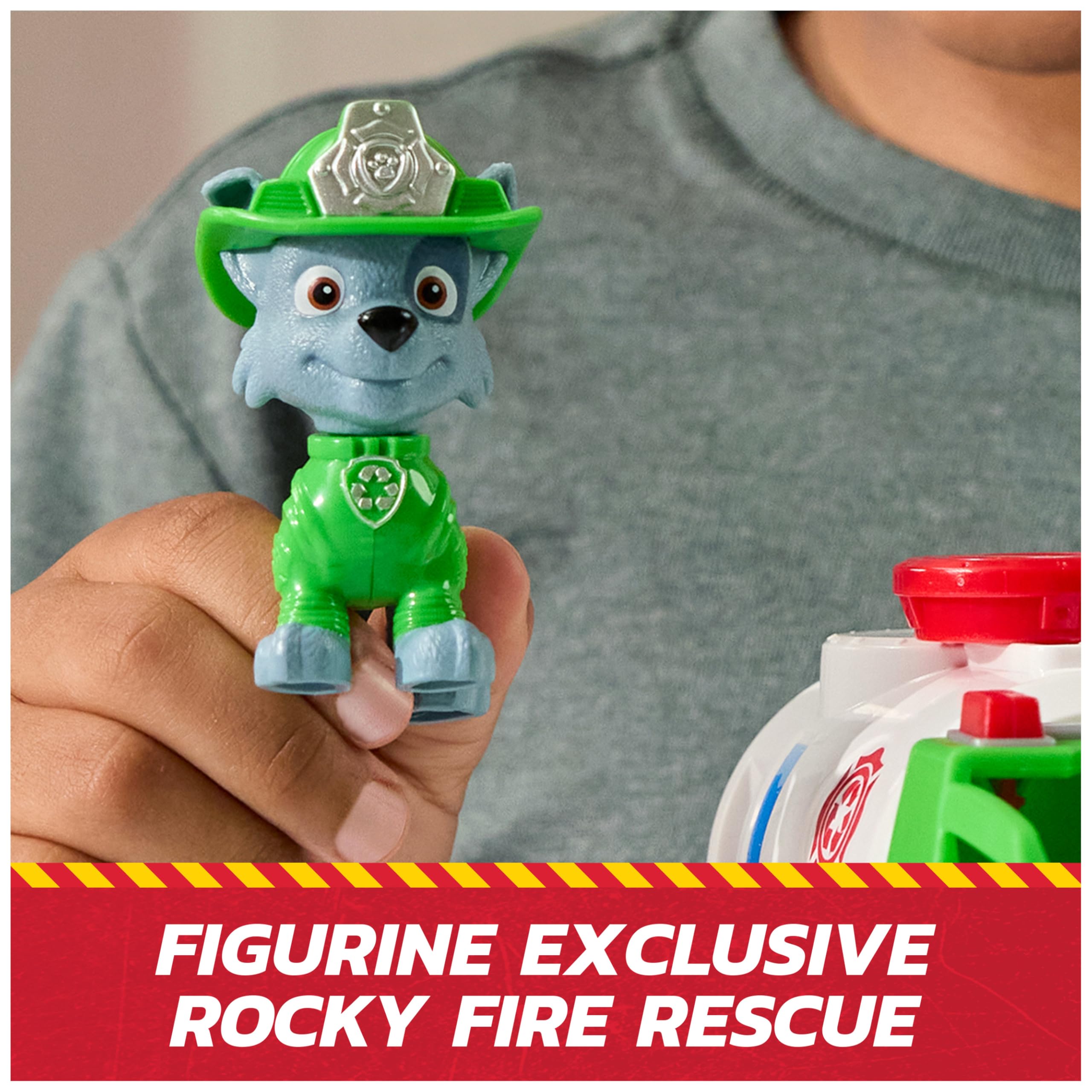 Paw Patrol - Pat Patrouille - Véhicule Figurine Rocky Fire Rescue Mission Pompiers - Voiture Figurine À Collectionner - Bac Et Pince - Pat Patrouille Jouet - Voiture Enfant - Jouet Enfant 3 Ans Et +