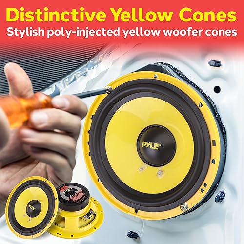 Miniatura 12 de Pyle Sistema de altavoces de componentes personalizados de 2 vías, 6.5 pulgadas, 400 vatios, con cesta de plástico galvanizado, envolvente de goma