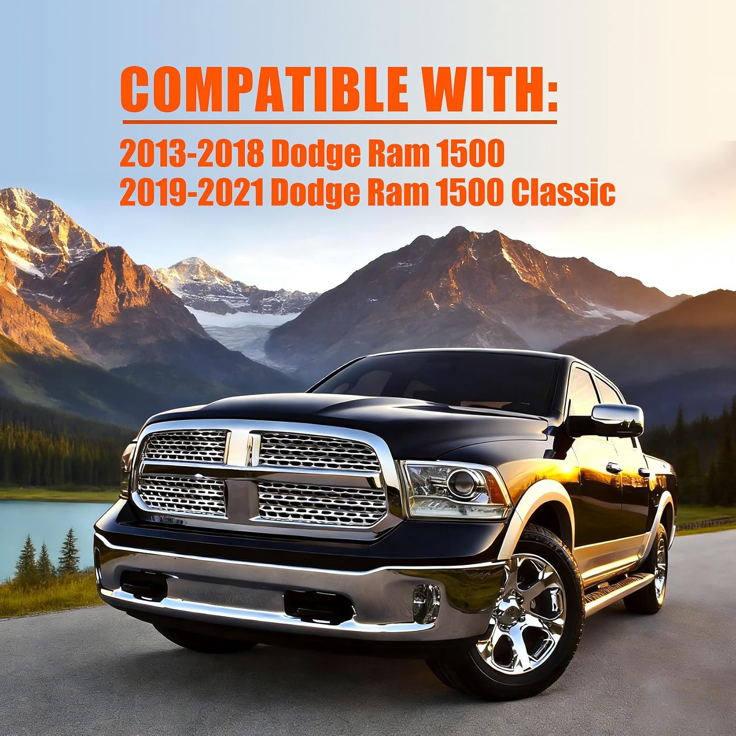 Fog Light Assembly Compatible with 2013-2018 Dodge Ram 1500 and 2019-2021 Ram 1500 Classic, DOT SAE Compliant Weather Sealed Front Driving Fog Lights Replacement, 1 Pair