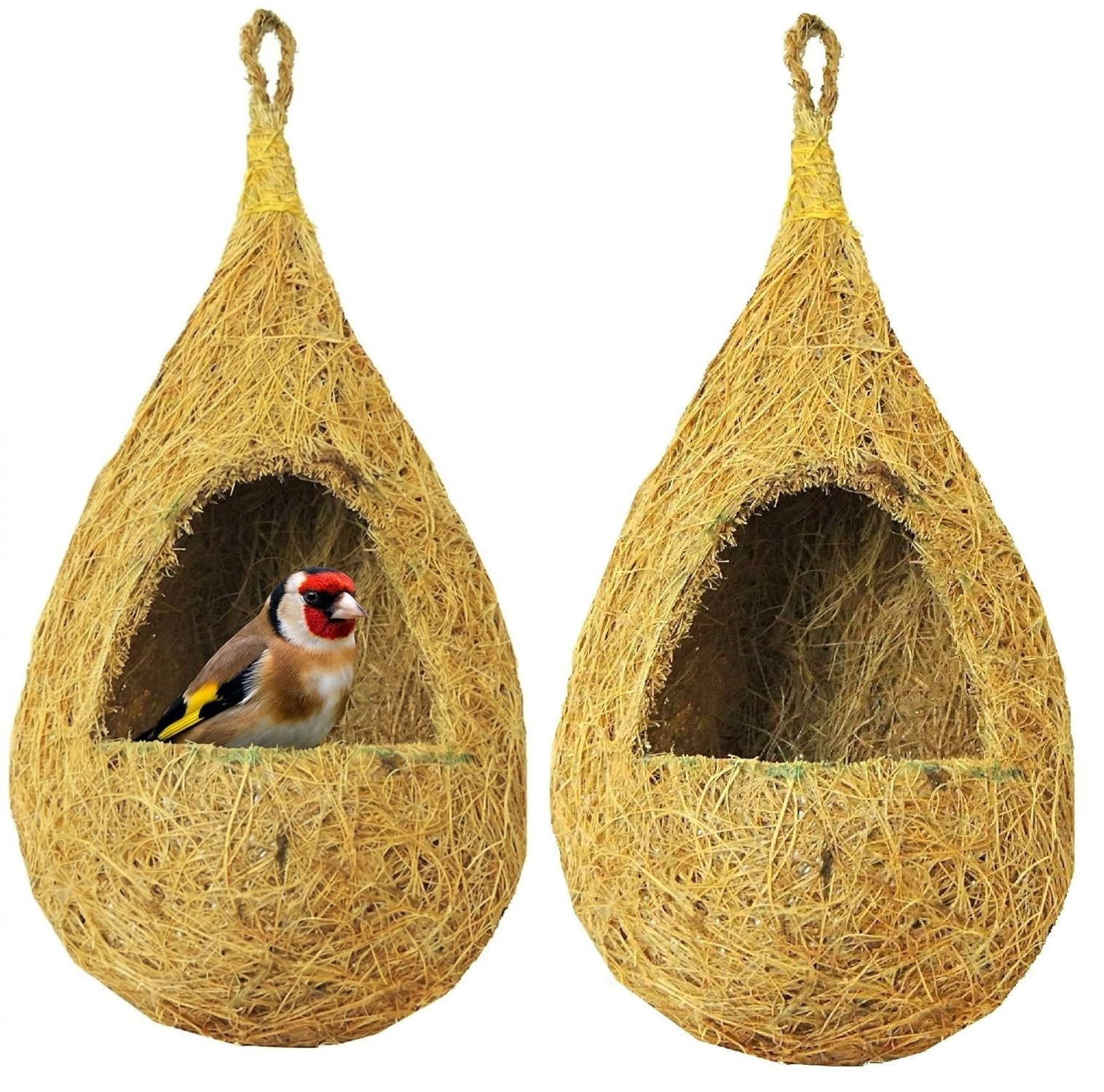 Set of 2 Hanging Coir Bird Nest for Small Birds Balcony Cage and Garden (Beige, 20cm)-image-26