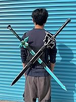 Vista 1 de Sword Art a Online Kirito - Juego de espadas de espuma Elucidator Dark Repulsor Kirigaya (2 espadas+una funda de correa trasera), grande/pequeño