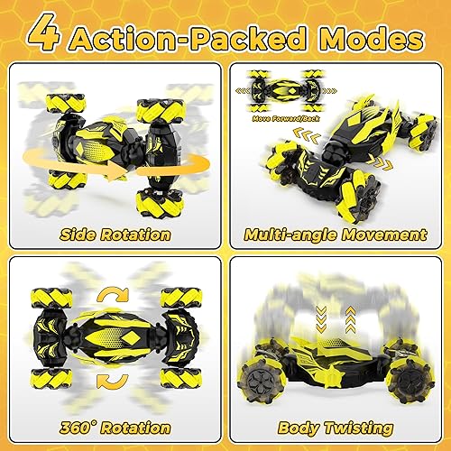 Miniatura 5 de Auto de acrobacias RC con detección de gestos, juguetes para niños de 6 a 12 años, auto controlado a mano a control remoto de 2.4 GHz y 4 WD,