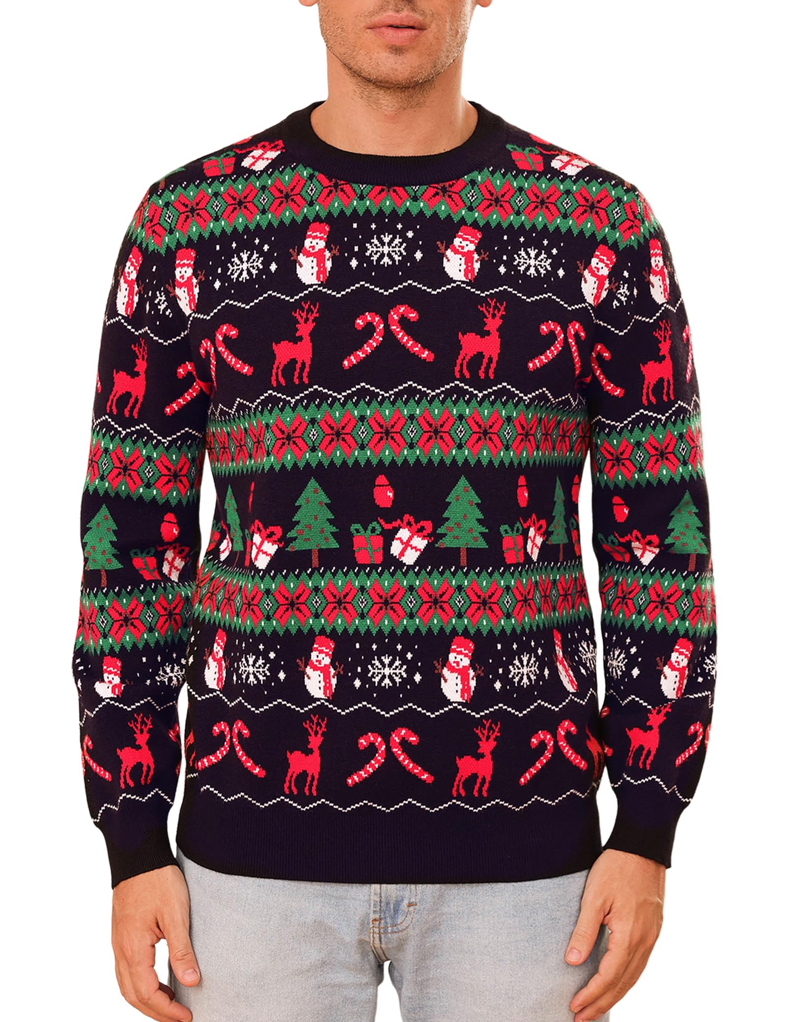 Totatuit Maglione Natalizio da Donna Maglione Lavorato a Maglia Maglione Invernale da Donna con Fiocchi di Neve e Renne