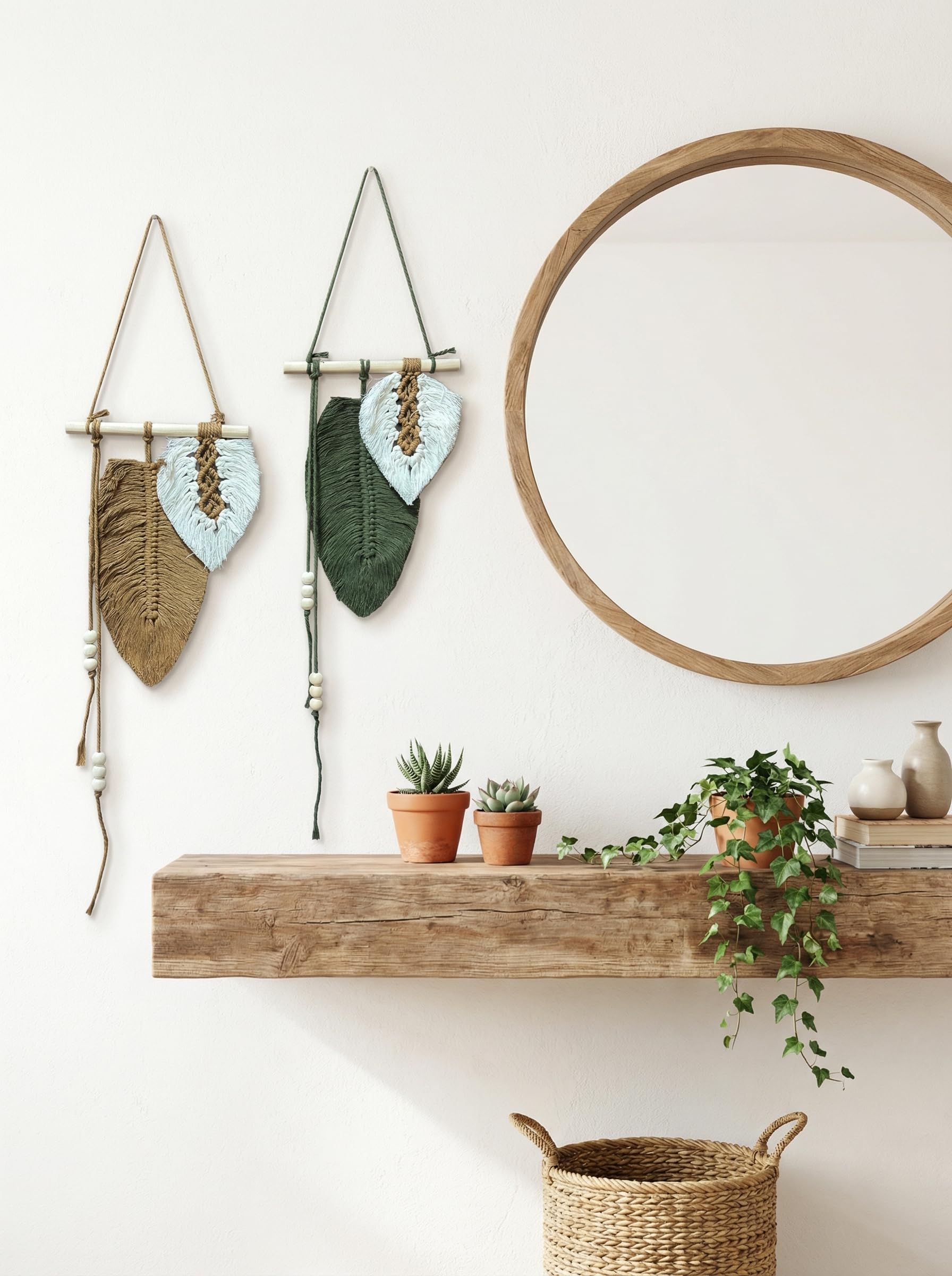 JH Gallery Macrame Wall Hanging - White Leaves -16