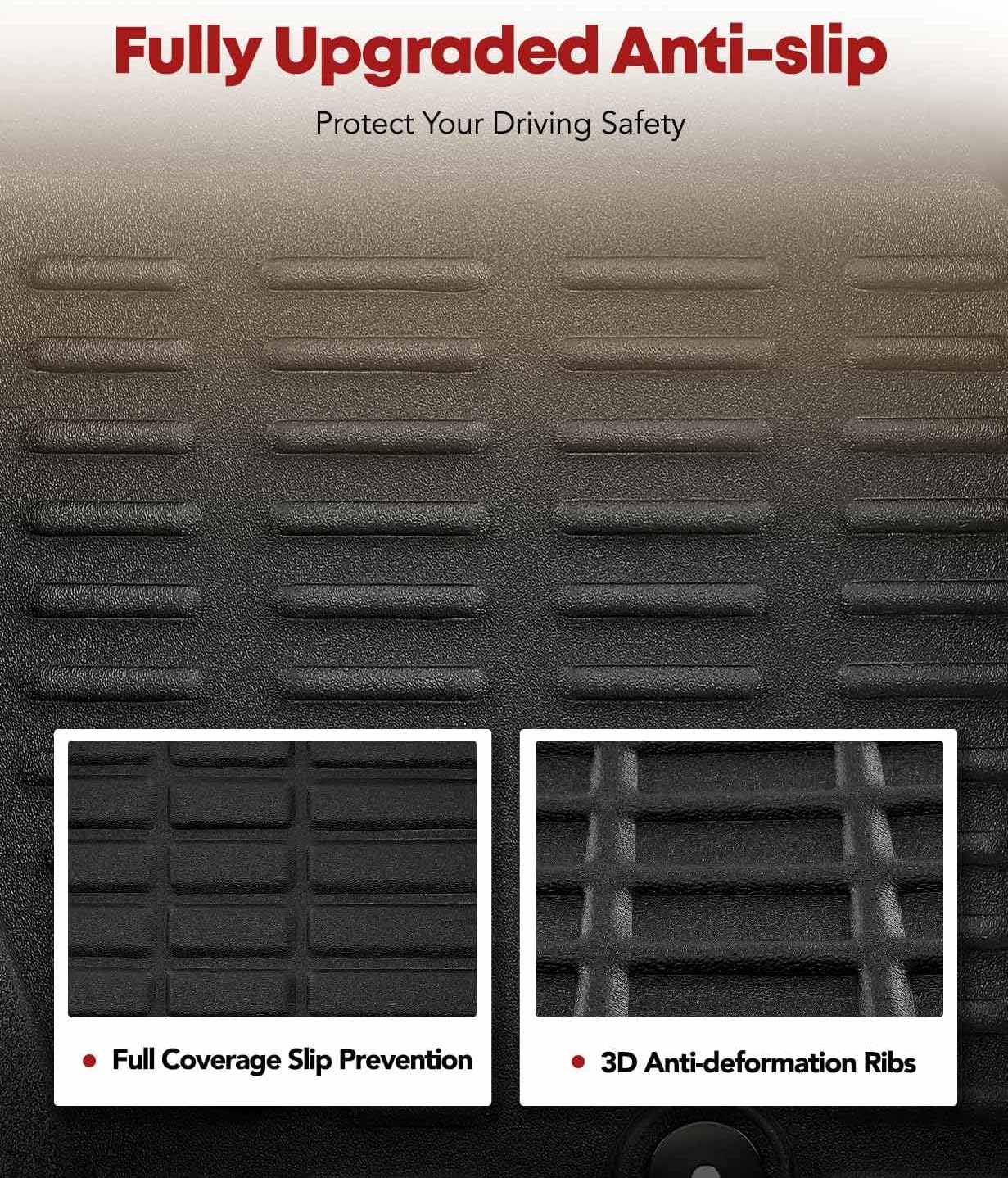 YHTAUTO Floor Mats Fit 2008-2012 Honda Accord 4 Door, TPE All Weather Car Mats Waterproof Anti-Slip Odorless Floor Liner, Interior Car Accessories Front & 2nd Row Liner - Image 4