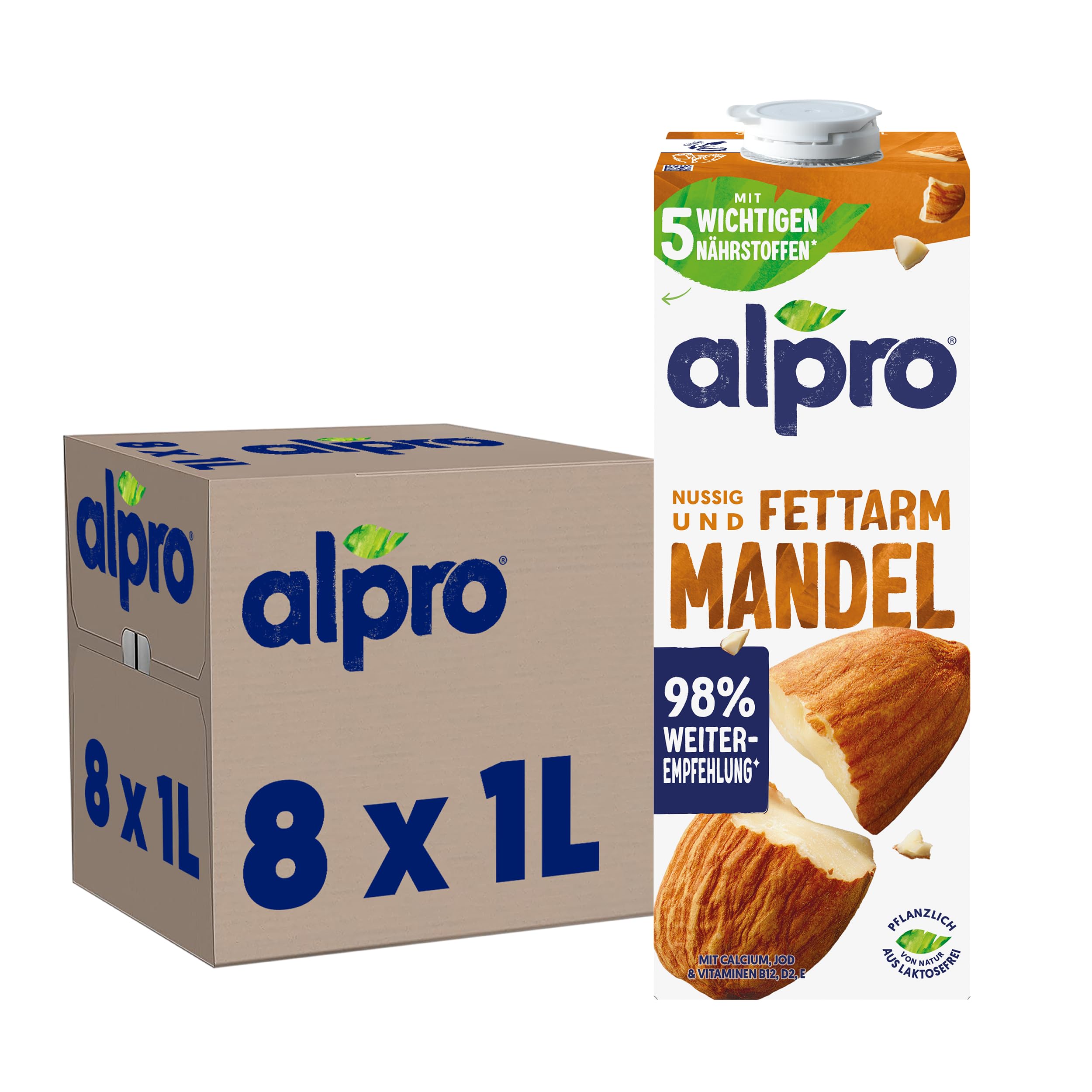 Alpro sōya Drink almendra (Pack de 8, 8 x 1 l)