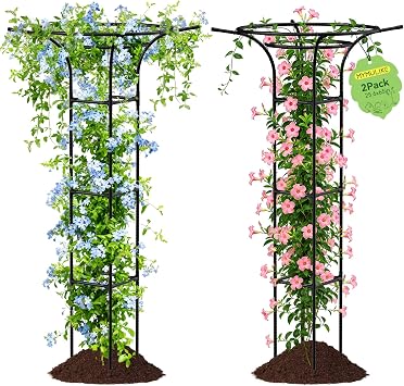 2pcs Garden Trellis for Climbing Plants Outdoor, 65 Inch Mushroom Top Trellis for Climbing Plants, Plant Trellis Support for Potted Plants Climbing Vine Rose Clematis Vegetable Trellis