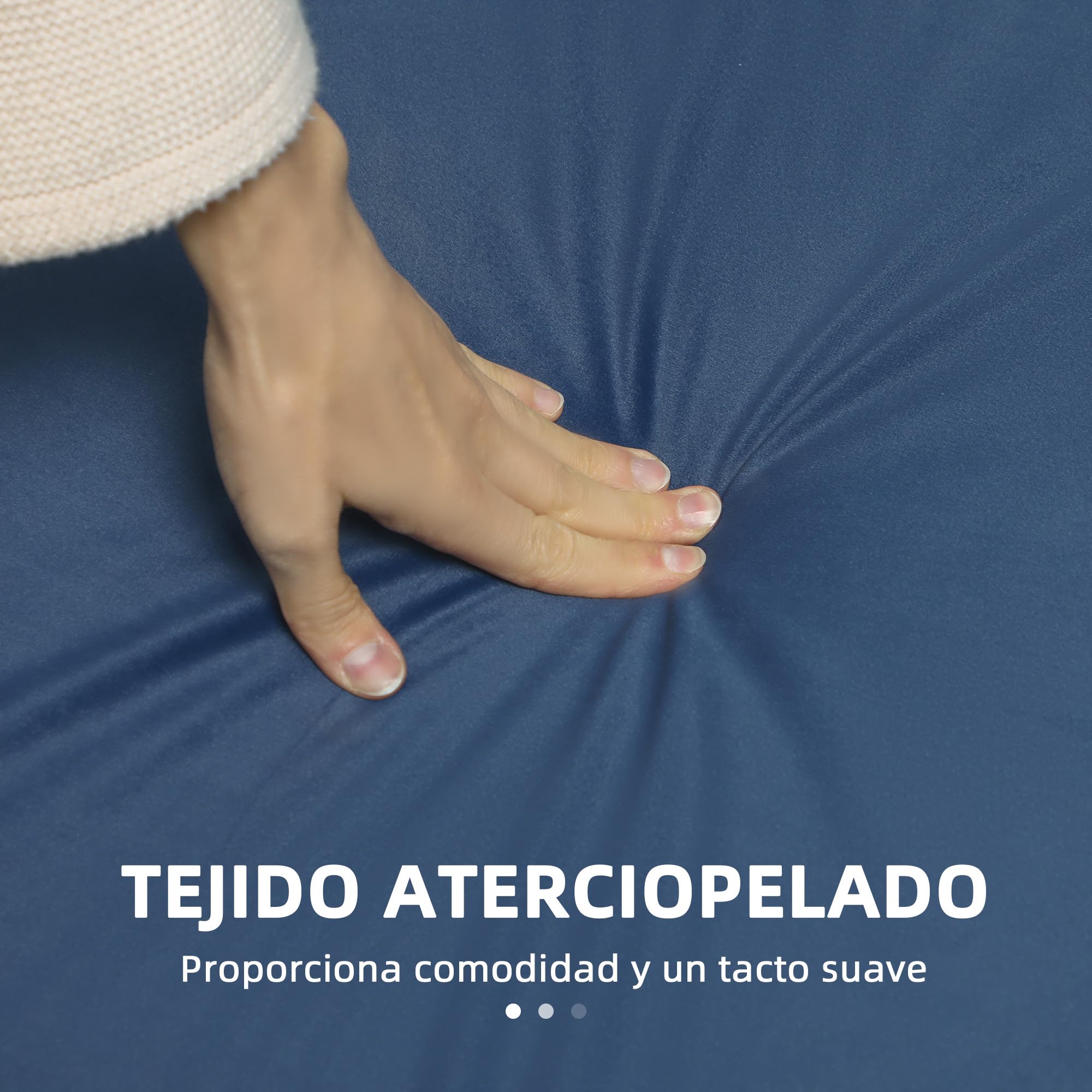 HOMCOM Sofá de 3 Plazas con Tapizado en Terciopelo 194,5 cm Azul Marino | Sofá de Salón, para Sala de Estar, 2 Cojines, Reposabrazos, Patas Doradas