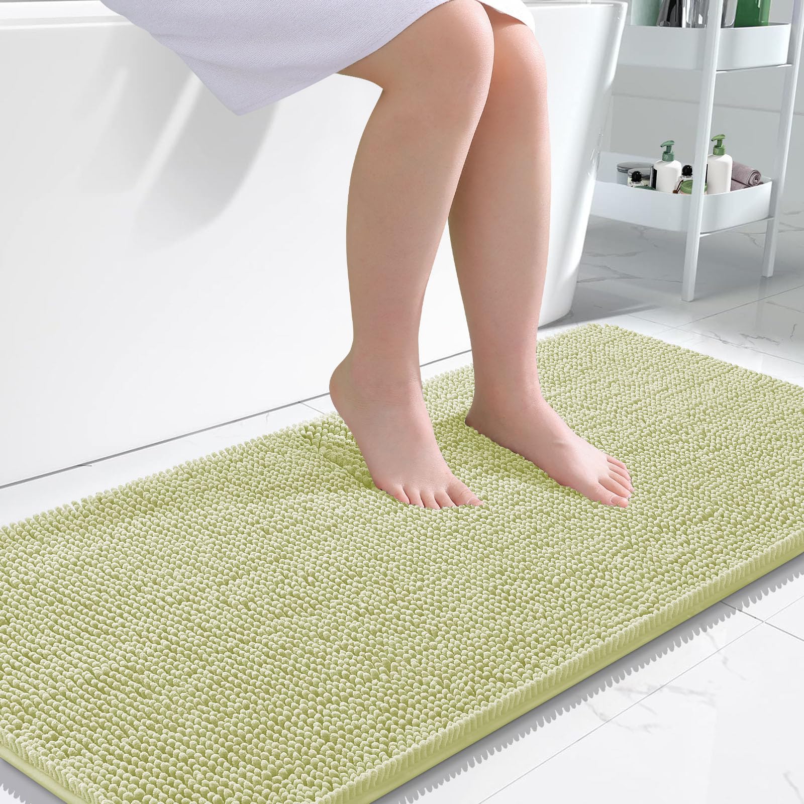 OLANLY Large Bathroom Rugs 50x30, Extra Soft Absorbent Chenille Bath Rugs | Vanilla, Quick-Drying Rubber Backing, Machine Washable Bath Mat for Bathroom Floor, Tub and Shower, Home Decor Accessories