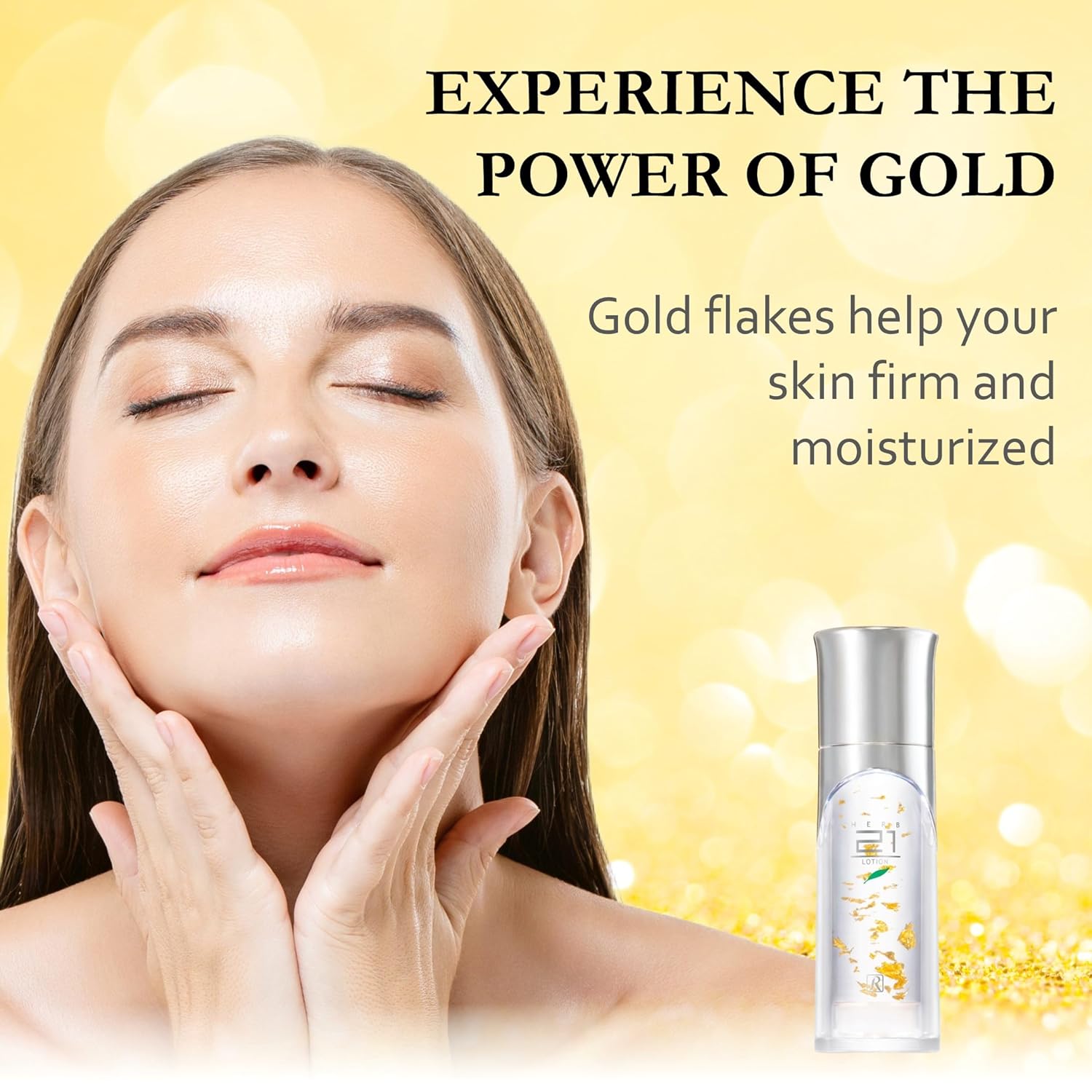 ROYALCOSMETICS ROYAL HERB 21 LOTION Face, Neck and Décolleté Moisturizer with Aloe Vera, Hyaluronic Acid, Yeast Extract and Gold, 1.18 FL OZ / 35ml