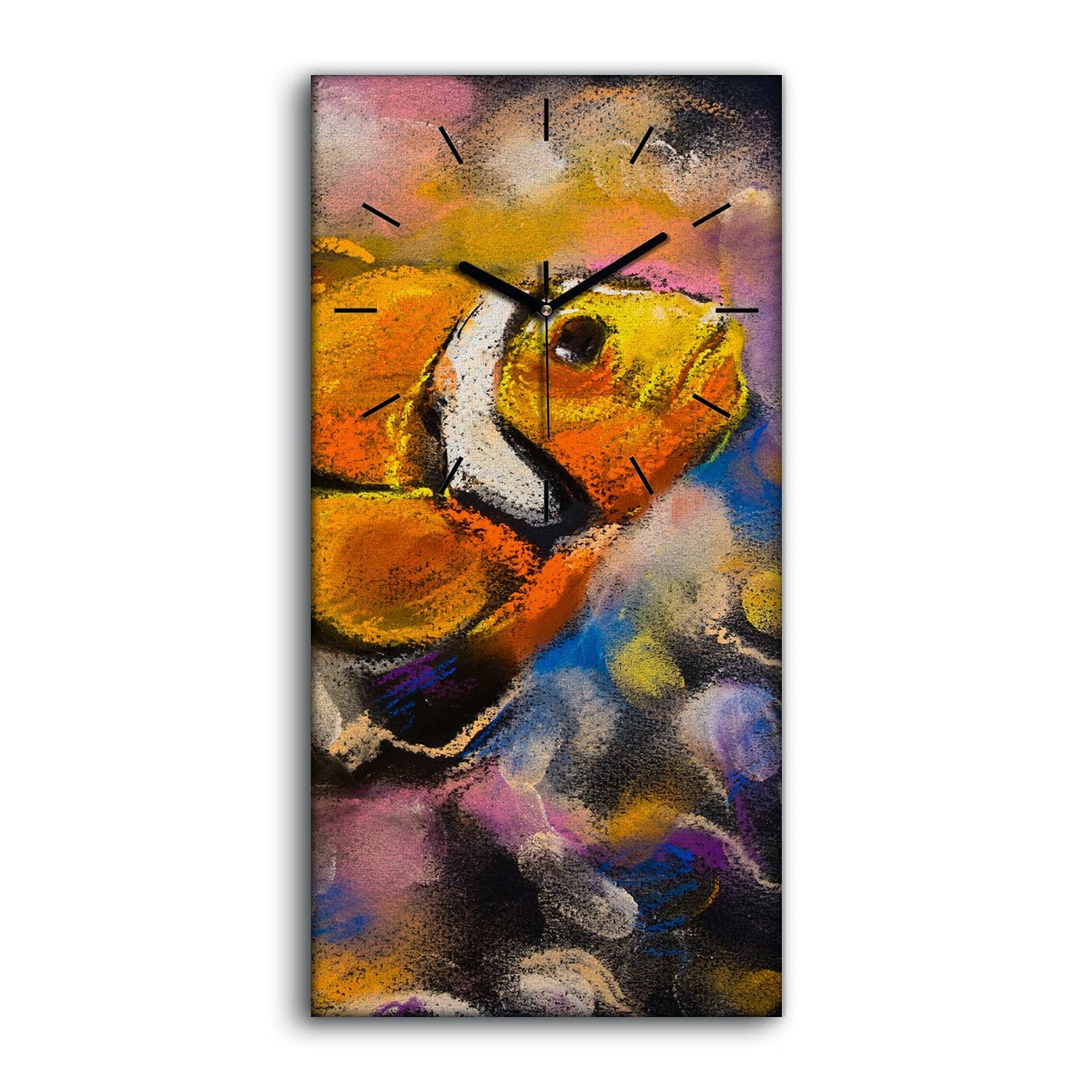 Horloge sur Toile Sans Tic-Tac pour Dormir Clame Tableau Poisson Clown Salon Chambre 30x60