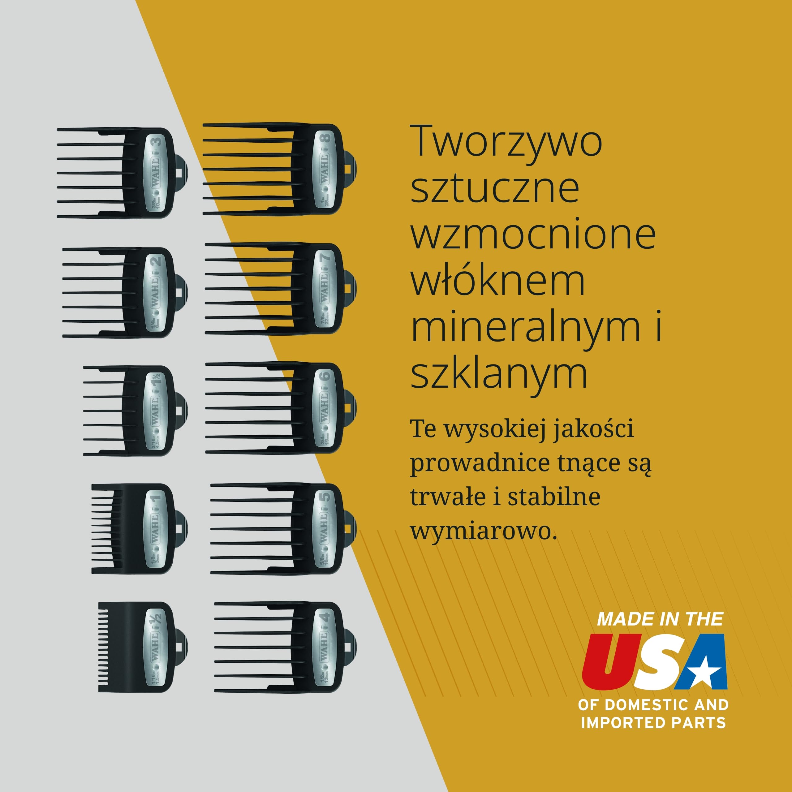 Wahl Premium Tnące przewodniki z Poly Bag - Premium Combs Zestaw Combs, 1,5 mm do 25 mm - odpowiednie dla wszystkich strzyżeń do włosów w Wahl, 10 szt.