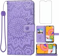 Vista 9 de Asuwish Funda de teléfono para Samsung Galaxy A01 con protector de pantalla de vidrio templado y funda delgada de cuero con soporte para tarjetas