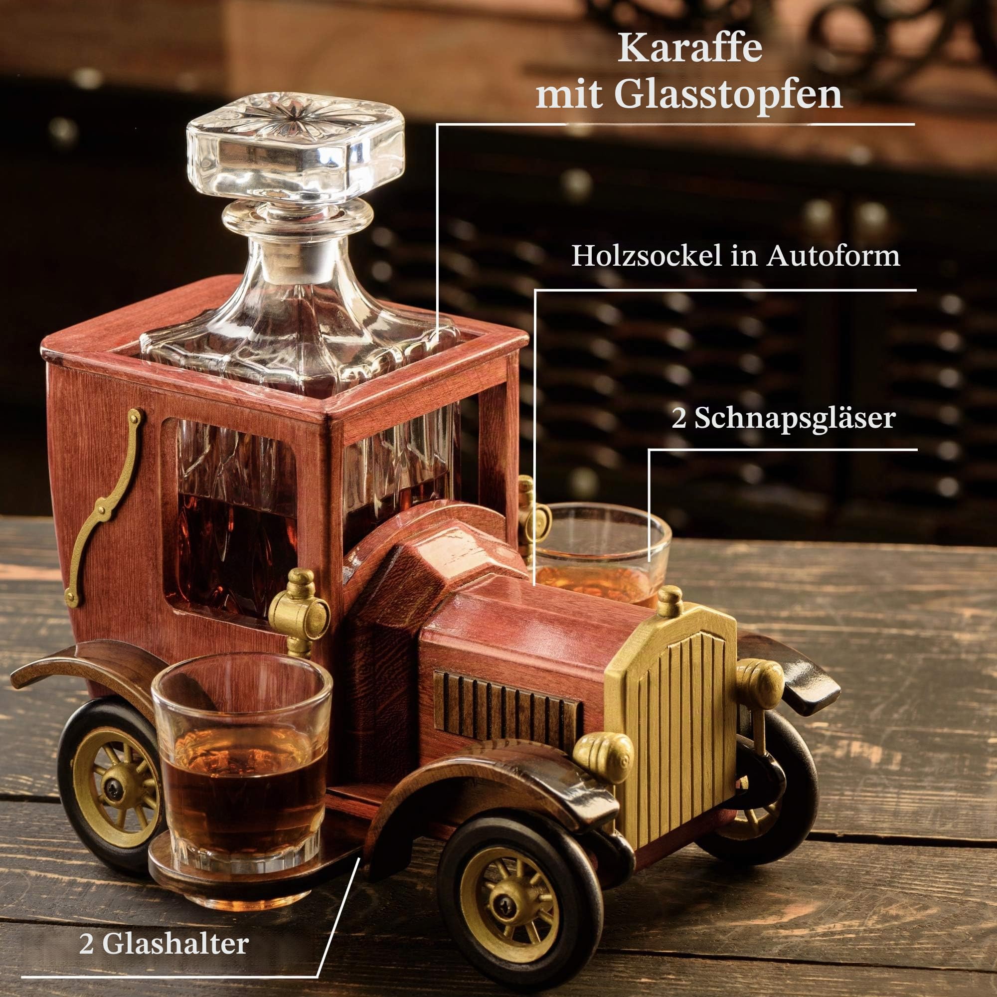 Kemstood Whiskey Karaffe (945 ml) - Decanter Set mit Kristallgläsern und altmodischem Oldtimer-Ständer von Kemstood - Personalisiertes Set für Männer - Bar-Accessoires für Alkohol - Whisky Geschenkset