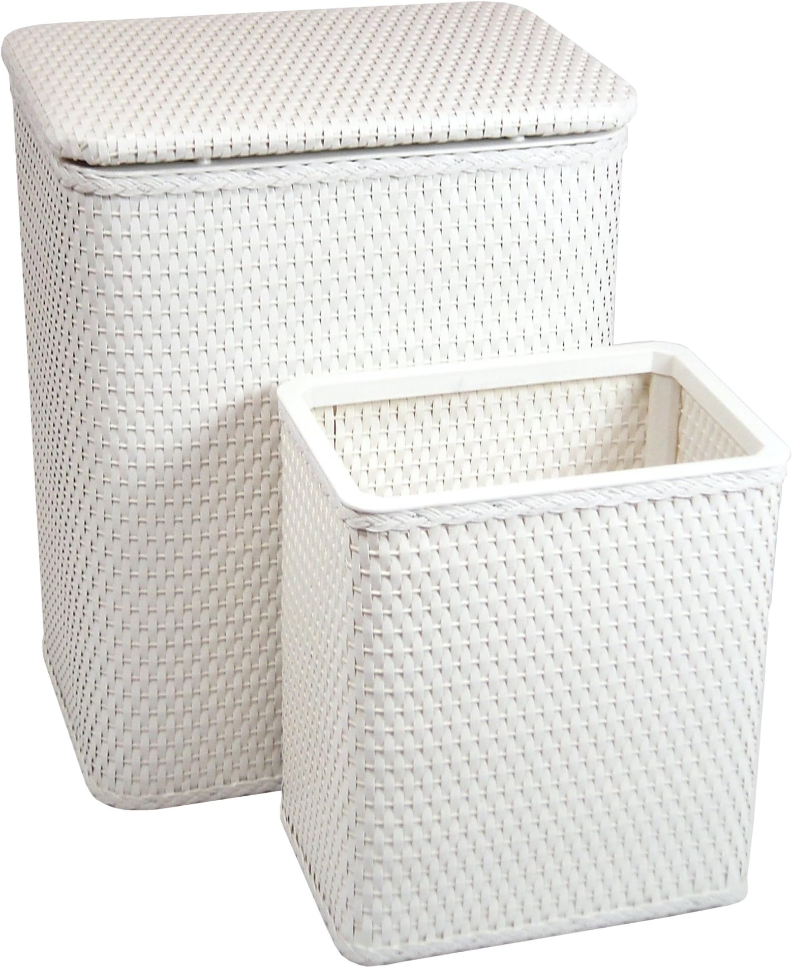 RedmonUSA for Kids Chelsea Wicker Nursery Hamper and Matching Wastebasket, White