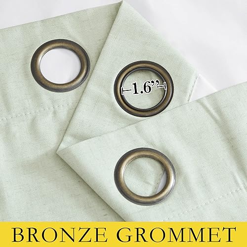 Miniatura 5 de NICETOWN Cortinas opacas de lino verde salvia para turnos de noche, gran trabajo, juego de 2, 42 x 63 pulgadas, cortinas cortas de arpillera de