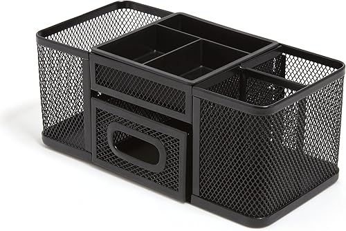 Miniatura 4 de TRU RED TR57541-CC Soporte para accesorios de malla de alambre de 7 compartimentos, negro mate