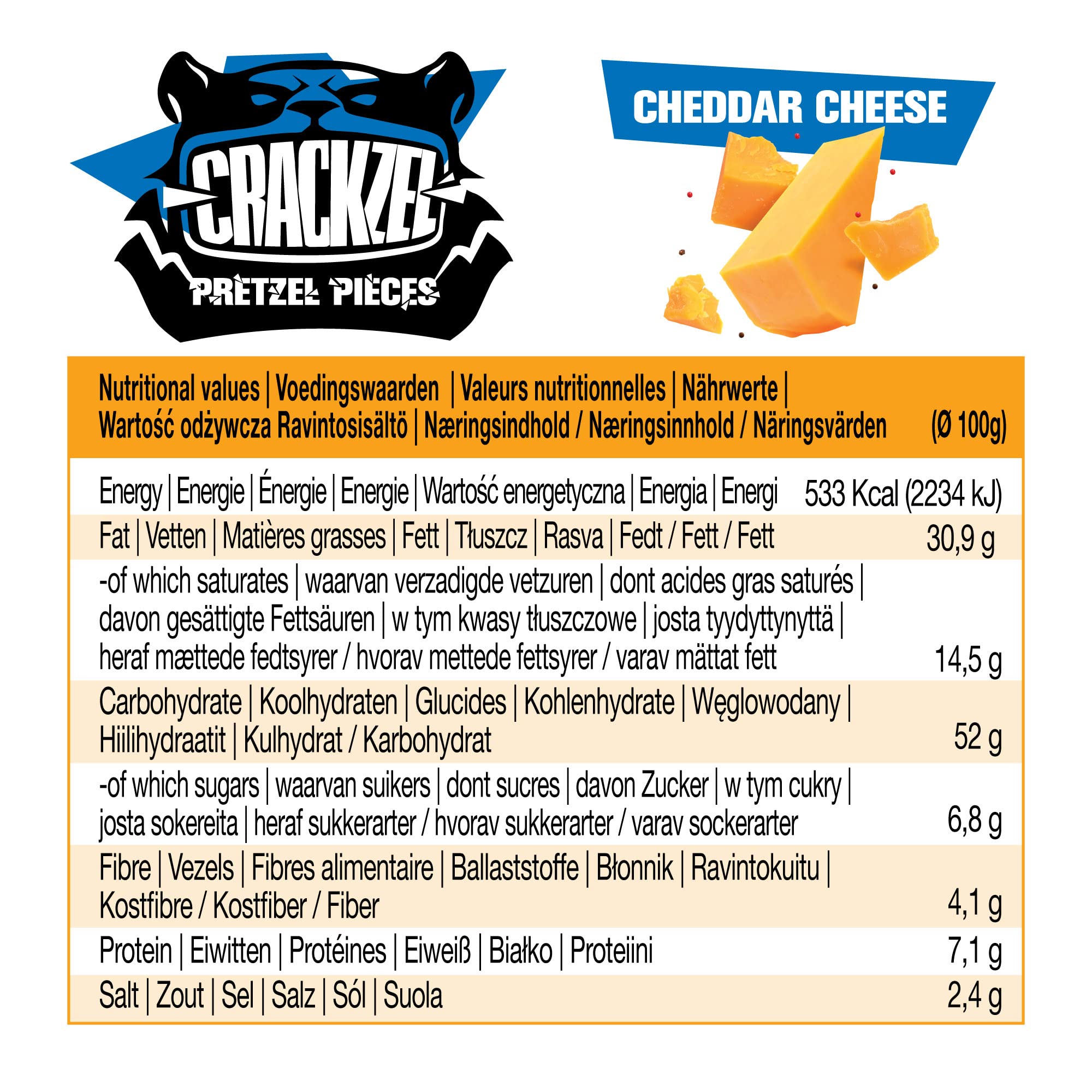 Crackzel Cheddar Cheese Pretzel Pieces 24 x 85 gr